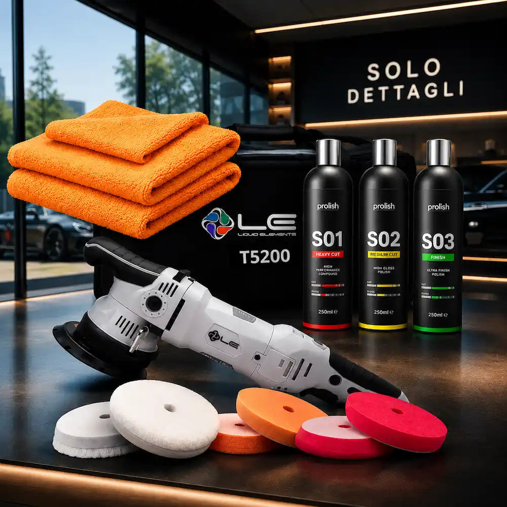 kit tre step lucidatura professionale con rotorbitale orbita 21mm e platorello 10mm