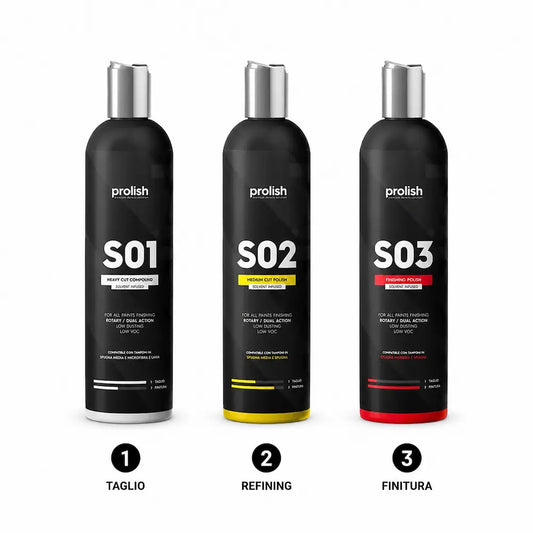 Kit di paste polish per lucidatura della serie prolish base solvente 3 step