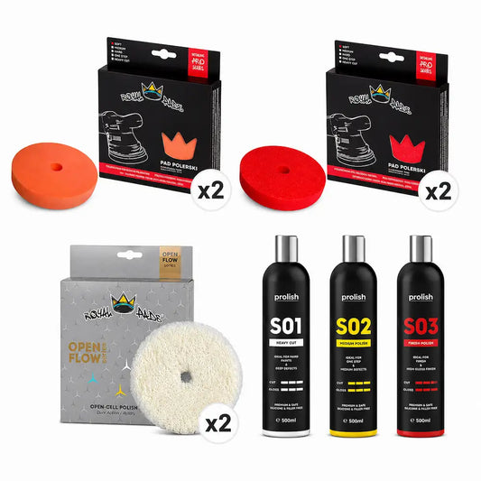Kit con tamponi e paste per una lucidatrice professionale a 3 step