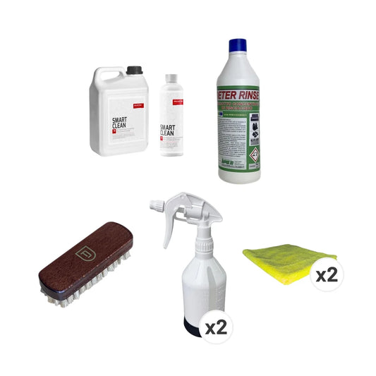 Kit con tutto il necessario per una pulizia professionale dei tessuti con sistema iniezione estrazione