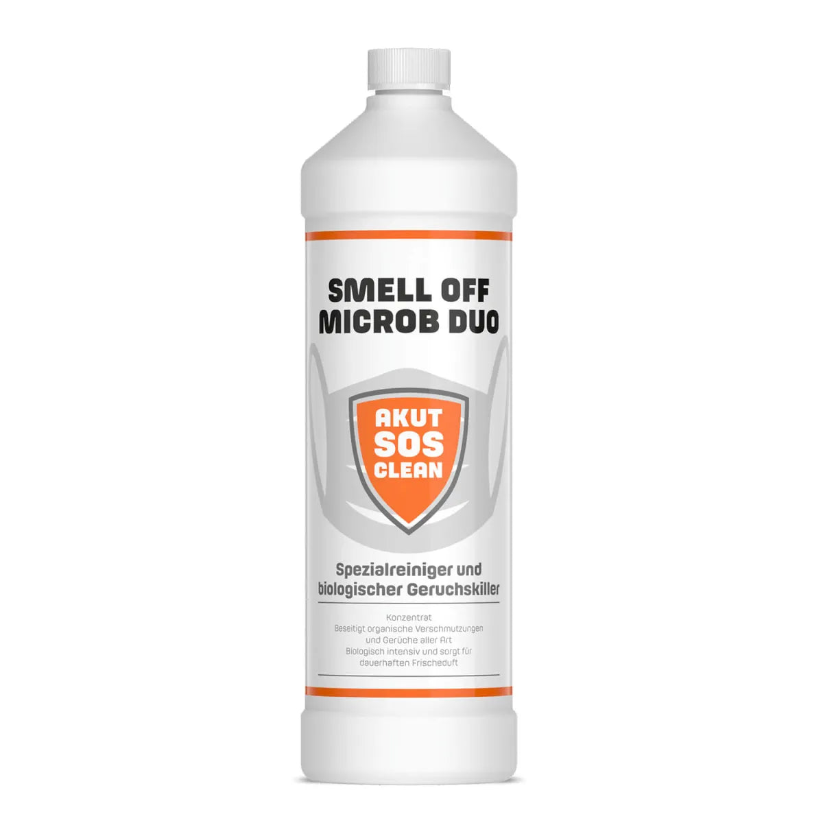 Detergente multiuso specifico per interni Smell Off microb duo di Akut SOS Clean Bottiglia da 1lt