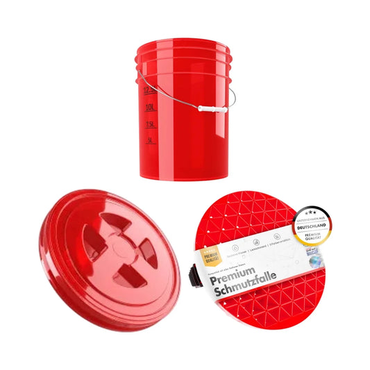 Kit con secchio professiomnale griglia di sicurezza e coperchio per lavaggio auto