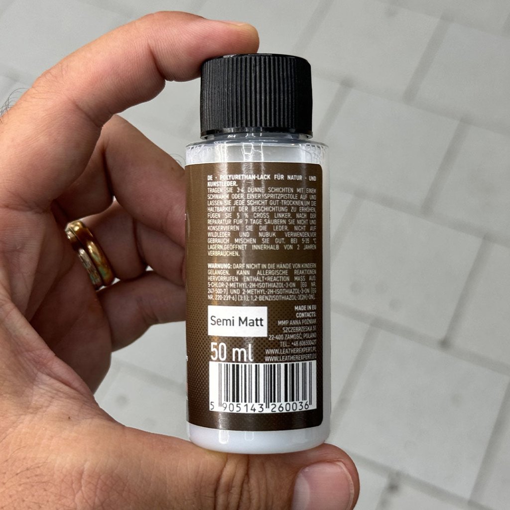 Trasparente Semi Opaco Top Coat "Semi - Matt" by Leather Expert - Solodettagli